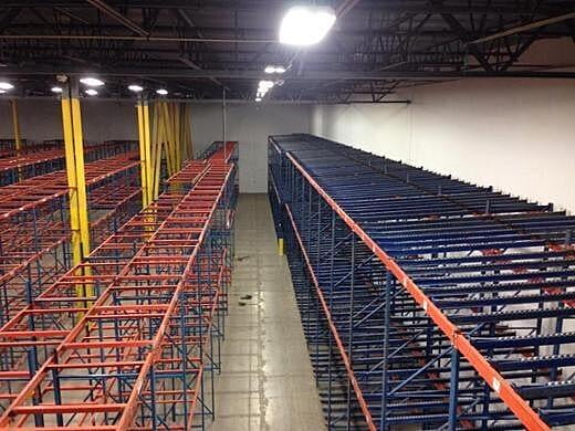 blue and orange warehouse racks